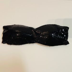 Black sequin bandeau top